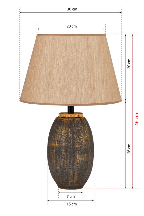 Opviq TM169 Lámpara de Mesa de Cerámica Marrón y Dorado